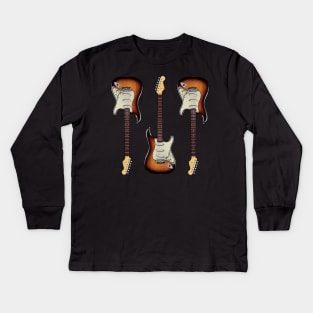 Triple Sunburst Stratocaster Kids Long Sleeve T-Shirt